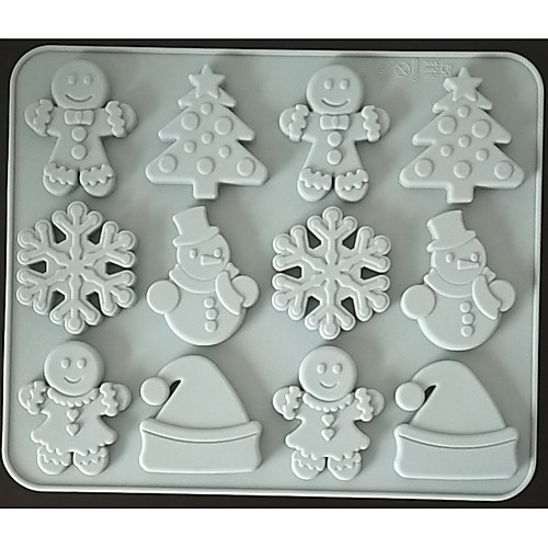 

Gingerbread Man Snowflake Christmas Day Chocolate Silicone Mold Biscuit Candy Food Supplement Brown Sugar Cake Mold