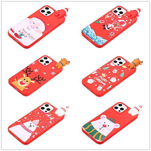 

Phone Case For Apple Back Cover iPhone 12 Pro Max 11 SE 2020 X XR XS Max 8 7 Pattern Cartoon 3D Cartoon Christmas TPU