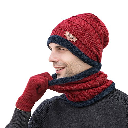 

Men's Hiking Cap Ski Hat Beanie Hat 1 PCS Winter Outdoor Breathable Warm Soft Heat Retaining Neck Gaiter Neck Tube Skull Cap Beanie Solid Color Woolen Cloth Black Burgundy Grey for Hunting Ski