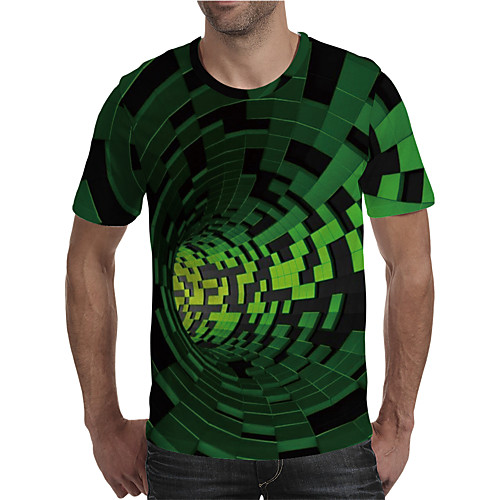 

Men's T shirt 3D Print Graphic 3D Plus Size 3D Print Print Short Sleeve Daily Tops Elegant Exaggerated Round Neck Green