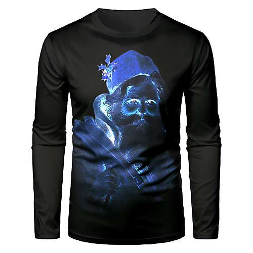 

Men's T shirt 3D Print Graphic 3D Print Long Sleeve Christmas Tops Blue