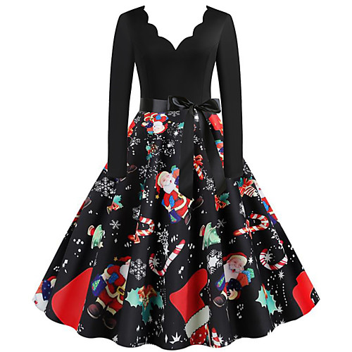 

Santa Claus Christmas Dress Women's Adults' Leisure Christmas Christmas Polyester Dress