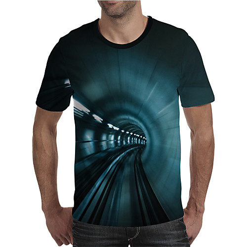 

Men's T shirt 3D Print Graphic 3D Plus Size Print Short Sleeve Daily Tops Elegant Exaggerated Round Neck Green