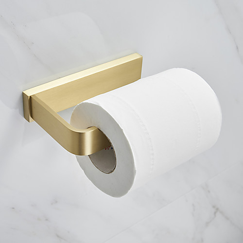 

Toilet Paper Holder Creative Modern Metal Roll Paper Holder Bathroom Wall Mounted Golden 1pc