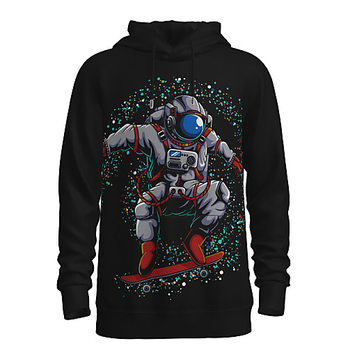 

Men's Pullover Hoodie Sweatshirt Graphic 3D Astronaut Hooded Daily 3D Print 3D Print Casual Hoodies Sweatshirts Long Sleeve Black