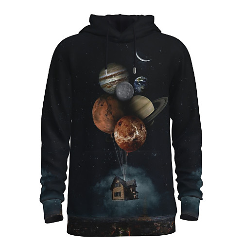 

Men's Pullover Hoodie Sweatshirt Galaxy Graphic 3D Hooded Daily 3D Print 3D Print Casual Hoodies Sweatshirts Long Sleeve Black
