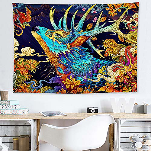 

Japanese Painting Style Wall Tapestry Art Decor Blanket Curtain Hanging Home Bedroom Living Room Decoration Ukiyo-e Whale Snake Deer Animal Sea Ocean Wave Mountian Crane