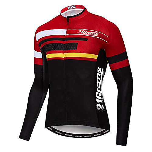 

21Grams Men's Long Sleeve Cycling Jersey Winter Fleece Polyester Black Bike Jersey Top Mountain Bike MTB Road Bike Cycling UV Resistant Fleece Lining Warm Sports Clothing Apparel / Stretchy