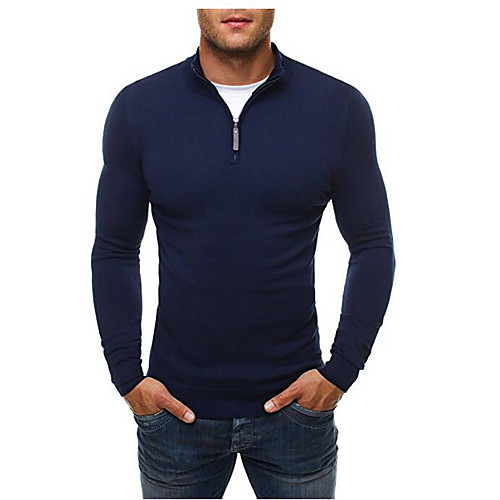 

Men's Knitted Solid Color Pullover Acrylic Fibers Long Sleeve Sweater Cardigans V Neck Fall Winter Black Navy Blue Gray