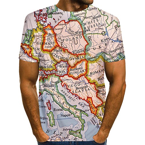 

Men's T shirt Shirt 3D Print Graphic Print Short Sleeve Daily Tops Streetwear Round Neck Rainbow