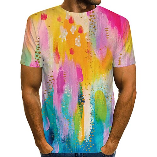 

Men's T shirt 3D Print Rainbow Graphic 3D Printing Print Short Sleeve Daily Tops Streetwear Round Neck Rainbow