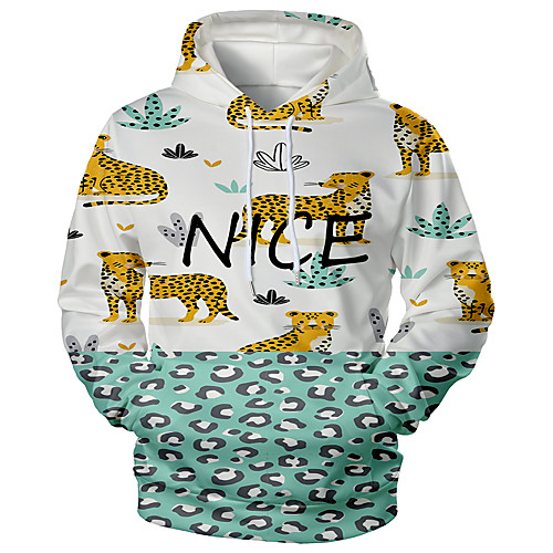 

Men's Pullover Hoodie Sweatshirt Animal Patterned Graphic 3D Hooded Daily 3D Print 3D Print Hoodies Sweatshirts Long Sleeve Light Blue