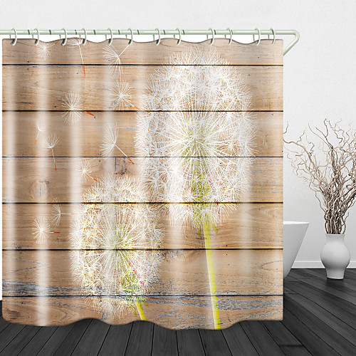 

Dandelion On Wooden Board Digital Printing Shower Curtain Shower Curtains Hooks Modern Polyester New Design