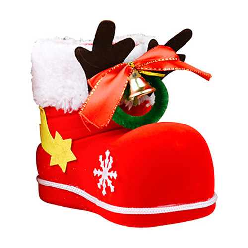 

2020 Christmas Decorations New Antler Bell Flocking Boots Children's Gifts Candy Boots Christmas Candy Boxes