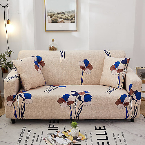 

Couch Cover Stretch Slipcover Furniture Protector Super Soft Floral Print Fabric Fit for Armchair/Loveseat/Three Seater/Four Seater/L shaped sofa(1 Free Cushion Cover)