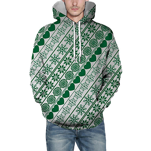 

Men's Pullover Hoodie Sweatshirt Striped Graphic 3D Hooded Christmas Daily 3D Print Christmas Hoodies Sweatshirts Long Sleeve Green