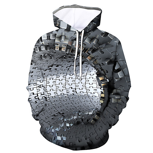 

Men's Pullover Hoodie Sweatshirt Graphic Hooded Daily Going out 3D Print Casual Hoodies Sweatshirts Long Sleeve Silver