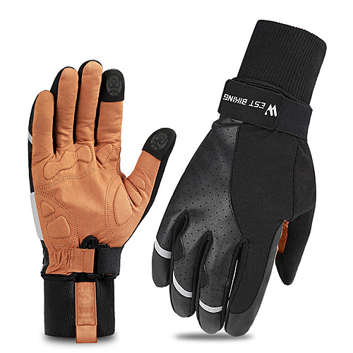 

Winter Bike Gloves / Cycling Gloves Touch Gloves Reflective Wearable Breathable Skidproof Full Finger Gloves Sports Gloves Lycra Black / Yellow for Adults' Cycling / Bike Activity & Sports Gloves
