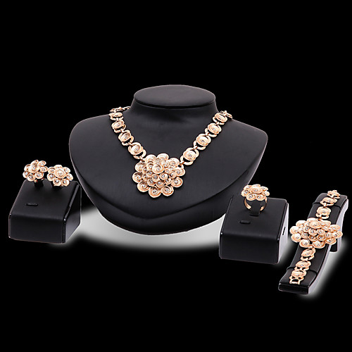 

Women's Jewelry Set Bridal Jewelry Sets 3D Flower Fashion Gold Plated Earrings Jewelry Gold For Christmas Wedding Halloween Party Evening Gift 1 set