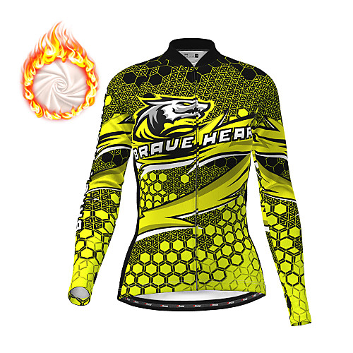 

21Grams Women's Long Sleeve Cycling Jersey Winter Fleece Polyester Yellow Red Blue Bike Jersey Top Mountain Bike MTB Road Bike Cycling Fleece Lining Warm Quick Dry Sports Clothing Apparel / Stretchy
