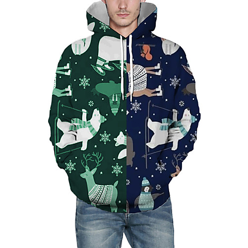 

Men's Pullover Hoodie Sweatshirt Graphic 3D Polar Bear Hooded Christmas Daily 3D Print Christmas Hoodies Sweatshirts Long Sleeve Green