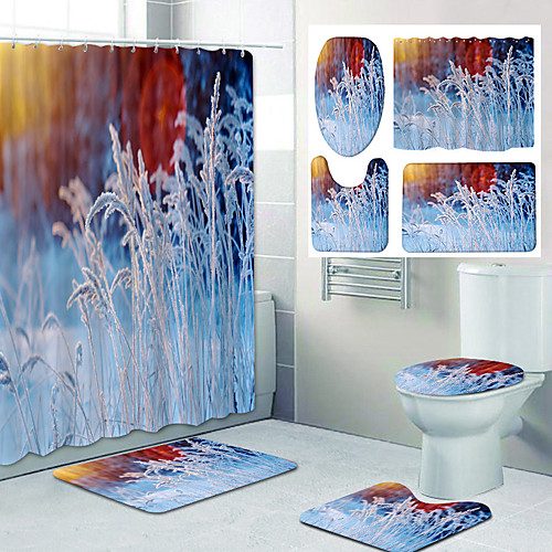 

Reed Grass Pattern PrintingBathroom Shower Curtain Leisure Toilet Four-Piece Design