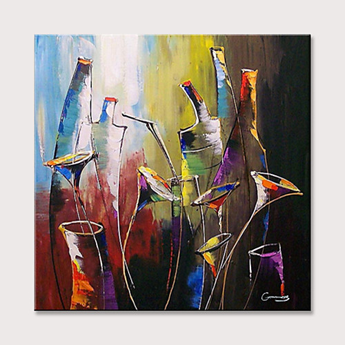 

Oil Painting Hand Painted Square Abstract Modern Rolled Canvas (No Frame)