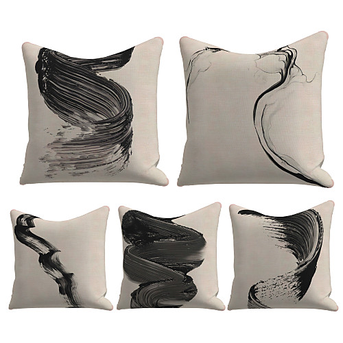 

Cushion Cover 5PC Faux Linen Soft Decorative Square Throw Pillow Cover Cushion Case Pillowcase for Sofa Bedroom 45 x 45 cm (18 x 18 Inch) Superior Quality Mashine Washable