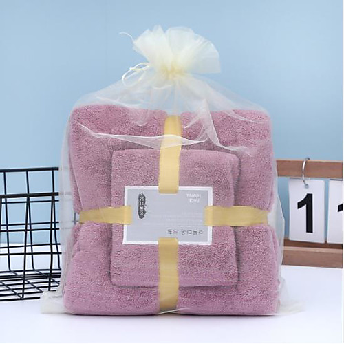 

LITB Basic Bathroom Soft Absorbent Bath Towel & Hand Towel Comfortable Coral Fleece Solid Colored Daily Home Bath Towels 2 pcs in 1 Set 70140 & 3575cm
