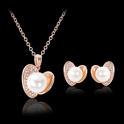 

Women's Jewelry Set Bridal Jewelry Sets 3D Heart Fashion Imitation Pearl Gold Plated Earrings Jewelry Gold For Christmas Wedding Halloween Party Evening Gift 1 set
