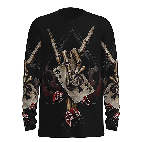 

Men's T shirt 3D Print Graphic 3D Skull Long Sleeve Daily Tops Basic Rainbow