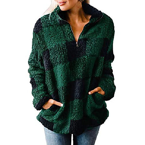 

women's autumn winter long sleeve zipper sherpa fleece sweatshirt pullover jacket coat