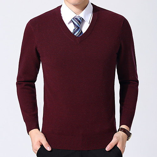 

Men's Stylish Wedding Knitted Braided Solid Color Cardigan Pullover Sweater Long Sleeve Sweater Cardigans V Neck Fall Winter Black Purple Wine