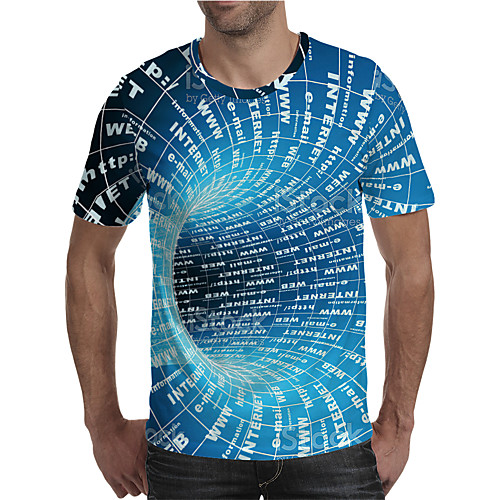

Men's Tunic T shirt Shirt 3D Print Graphic 3D Plus Size Print Short Sleeve Daily Tops Personalized Chic & Modern Exaggerated Round Neck Blue