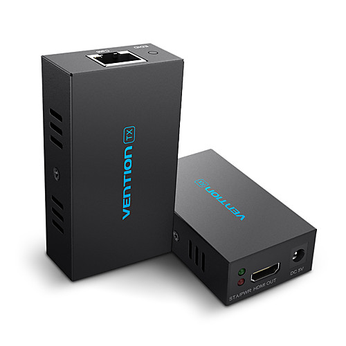 

VENTION 60M HDMI-compatible Extender 1080p 3D HDMI-compatible Transmitter Receiver over Cat 5e/6 RJ45 Ethernet Converter US EU Plug A pair