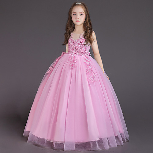 

Princess Dress Party Costume Flower Girl Dress Girls' Movie Cosplay Princess Purple Red Pink Dress Children's Day Masquerade Polyester