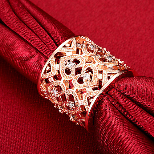 

Band Ring Hollow Out Rose Gold Silver Zircon Copper Gold Plated Heart Fashion 1pc Adjustable / Open Cuff Ring / Adjustable Ring