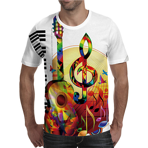 

Men's T shirt 3D Print Graphic 3D Machine Plus Size Print Short Sleeve Daily Tops Elegant Exaggerated Rainbow