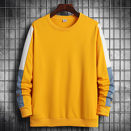 

Men's Pullover Sweatshirt Solid Color Color Block Round Neck Daily Casual Hoodies Sweatshirts Long Sleeve Yellow White Black