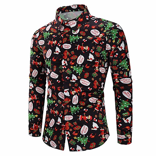 

Men's Shirt Other Prints Graphic Long Sleeve Daily Tops Streetwear Black Light Blue