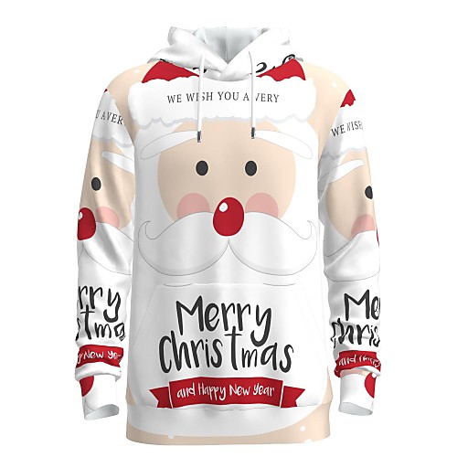 

Men's Pullover Hoodie Sweatshirt Graphic 3D Letter Hooded Christmas Daily 3D Print 3D Print Christmas Hoodies Sweatshirts Long Sleeve White