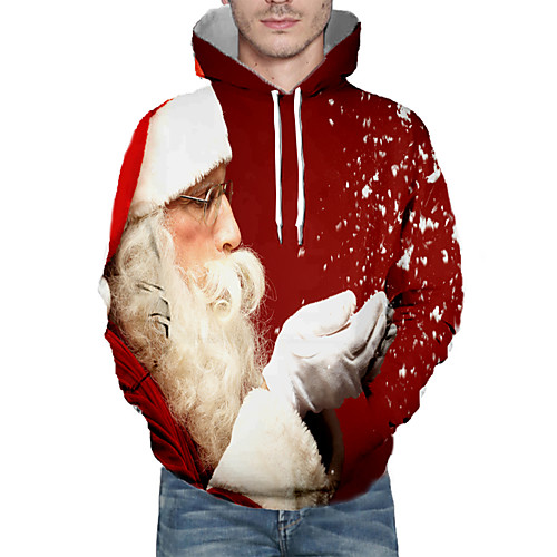 

Men's Pullover Hoodie Sweatshirt Print Graphic 3D Hooded Christmas Daily 3D Print 3D Print Christmas Hoodies Sweatshirts Long Sleeve Red
