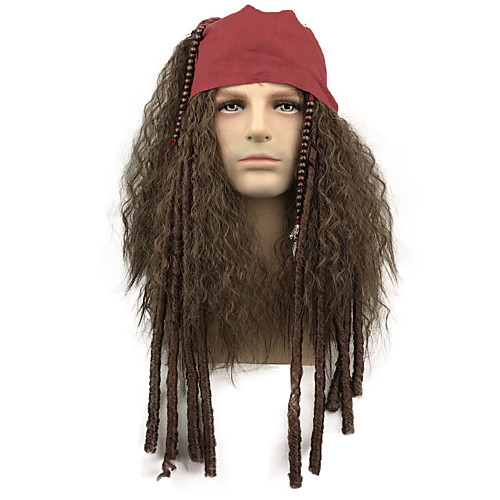

Pirate Cosplay Wigs Men's With Headband 24 inch Yaki Auburn Anime Wig