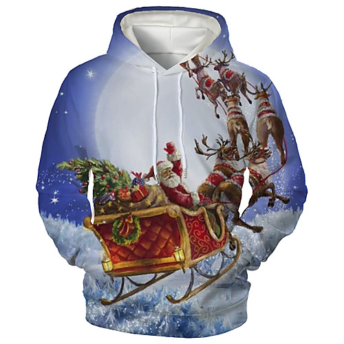 

Men's Pullover Hoodie Sweatshirt Print Graphic 3D Hooded Christmas Daily 3D Print 3D Print Christmas Hoodies Sweatshirts Long Sleeve Blue