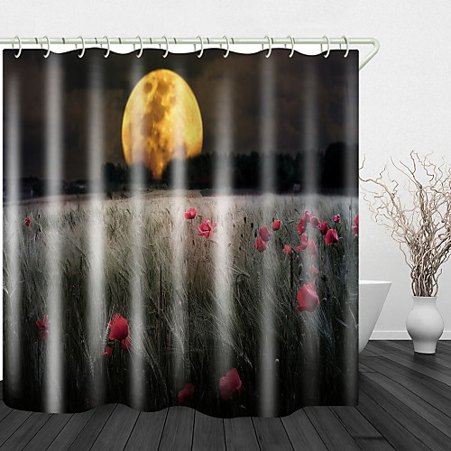 

Flower Wheat Digital Printing Shower Curtain Shower Curtain Shower Curtains & Hooks Modern Polyester New Design