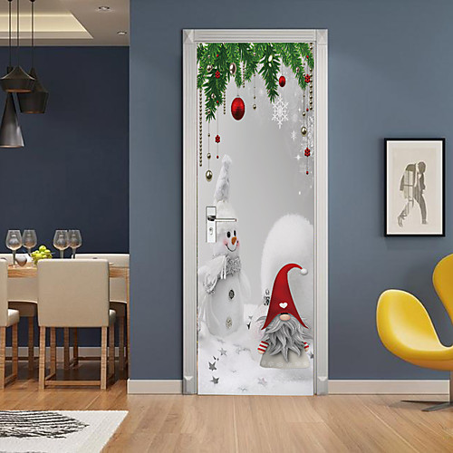 

Christmas Snowman Self-adhesive Creative Door Stickers Living Room Diy Decoration Home Waterproof Wall Stickers