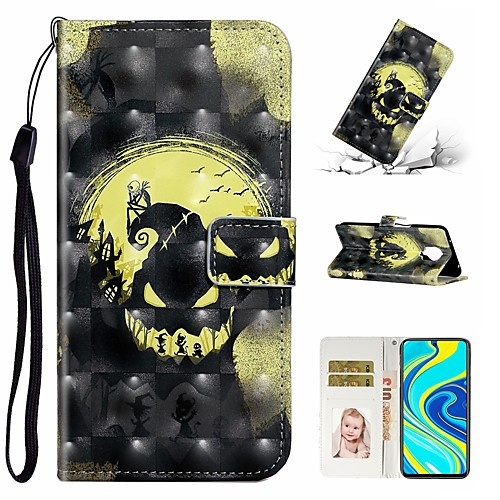 

Phone Case For Xiaomi Full Body Case Leather Redmi Note 9 Pro Max Xiaomi Mi 10Pro Redmi Note 9S Shockproof with Stand Flip Butterfly Skull Animal PU Leather