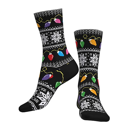 

Crew Socks Compression Socks Calf Socks Athletic Sports Socks Cycling Socks Women's Men's Bike / Cycling Breathable Soft Comfortable 1 Pair Graphic Christmas Santa Claus Cotton Black S M / Stretchy