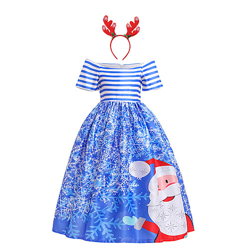 

Santa Suit Dress Girls' Kid's Leisure Dress Christmas Polyester Dress