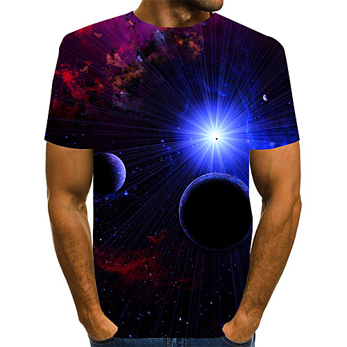 

Men's T shirt Shirt 3D Print Graphic 3D Plus Size Print Short Sleeve Daily Tops Elegant Exaggerated Round Neck Blue Red Green